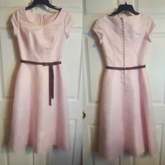 pink tea length dress